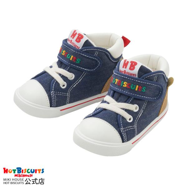 ミキハウス セカンドシューズ かかと顔ドン デニム セカンドベビーシューズ 靴 くつ 紺 14cm ...