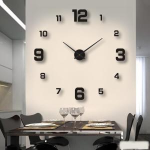 W2022698　壁　時計　３D　接着タイプ　壁に直接　家　学校　オフィス　リビングルーム　装飾用　大きな3D時計　130cm　100cm｜hotei-fukumimi