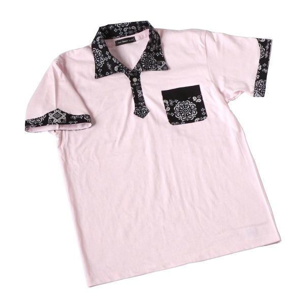 衿付Tシャツ　パステルカラー　Rockabilly・50s Style　ライトピンク