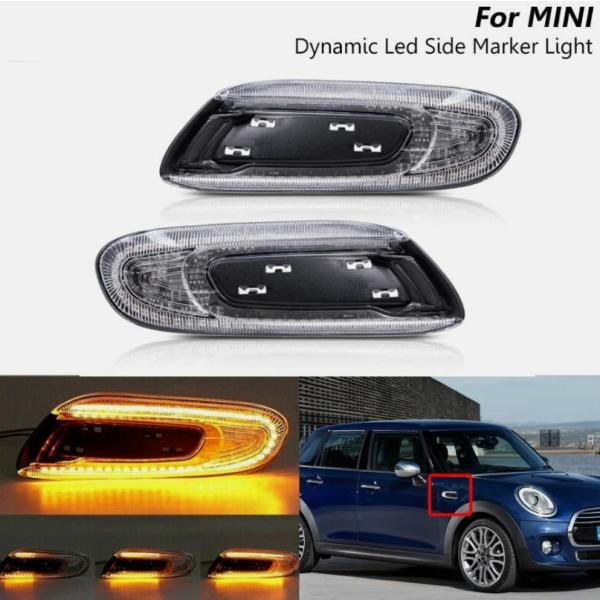 シーケンシャル フロントサイドマーカー MINI F55 F56 F57　クリアレンズ仕様 ファイバ...