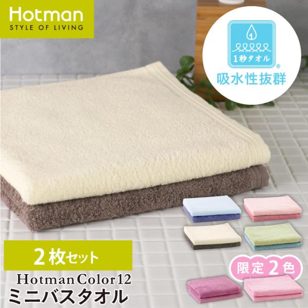 バスタオル 1秒タオル 2枚セット ホットマンカラー 12 ミニバスタオル 53×105cm まとめ...
