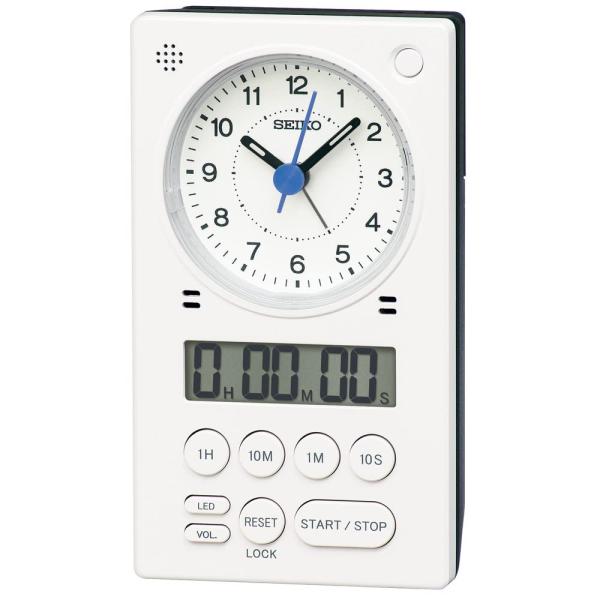 セイコークロック 置き時計 01:白パール 本体サイズ: 118×67×38mm 目覚まし時計 百ま...
