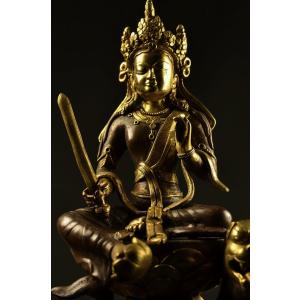 文殊菩薩 銅造鍍金彫金仕上げの詳細画像3