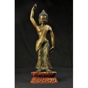 釈迦如来立像 金色 : 仏像仏画チベット美術卸の天竺堂 - 通販 - Yahoo