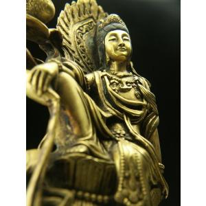 普賢菩薩 銅造 鍍金彫金仕上げ 一点ものの詳細画像1