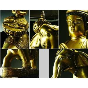 普賢菩薩 銅像鍍金彫金仕上げ 一点ものの詳細画像1