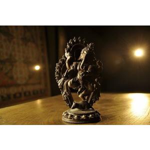 ガネーシャ（聖天、しょうてん）の置物[骨董風古銅色仕上げ]真鍮製