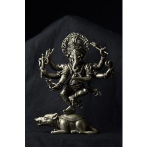 ガネーシャ（聖天、しょうてん）の置物[骨董風古銅色仕上げ]真鍮製