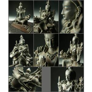 獅子吼観音 銅造彫金仕上げ 一点ものの詳細画像1