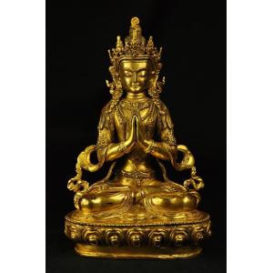 極小仏像 文殊菩薩 銅造鍍金仕上げ（金銅仏） : 仏像仏画チベット美術
