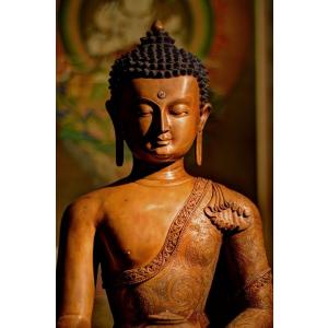 釈迦如来像銅造彫金仕上げの詳細画像1