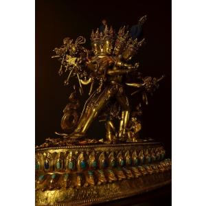 カーラチャクラ(時輪金剛)銅造鍍金彫金仕上げの詳細画像1