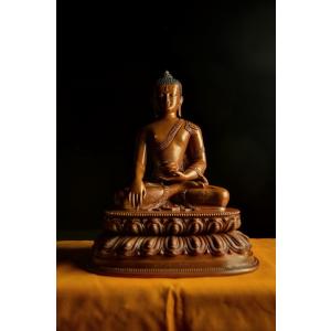 釈迦如来 銅造彫金仕上げ 一点もの : 仏像仏画チベット美術卸の天竺堂