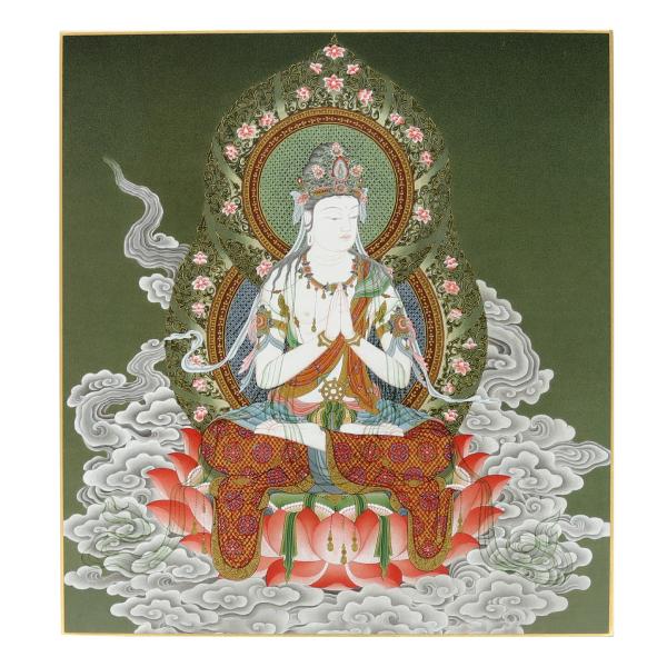 仏画色紙 勢至菩薩 右向き 緑 送料無料 送料込み （※送料無料はメール便のみ）