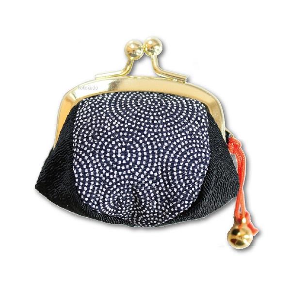 がま口 財布 指輪差し付き宝石 小銭入れ ミニサイズ小鈴付 鮫小紋