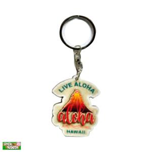 LIVE ALOHA ボルケーノ 火山 キーホルダ W4.5×H5.7×D0.6ｃｍ PickTheHawaii CF-KC-LAVL｜hotroad