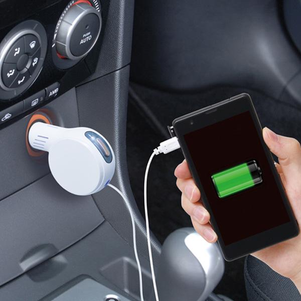 セイワ/SEIWA：リールチャージャー 充電器 スマートフォン microUSB 車載 ホワイト/D...