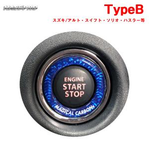 マジカルカーボンNEO エンジンスタートボタンリング TypeB ブルー ドレスアップ スズキ ハスラー/アルト/スイフト等 ハセプロ CESB-2BLU
