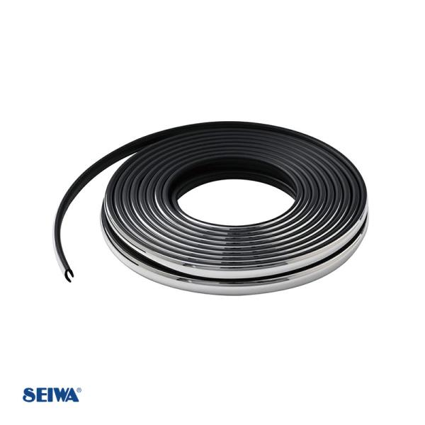 J型 ドアモール 6M 外装 キズ・衝撃から守る ブラック×クローム ドレスアップ ドアエッジ形状に...