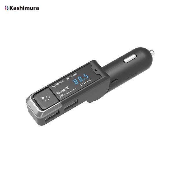 FMトランスミッター USB2ポート Bluetooth ブラック ver5.3 ブルーLEDディス...