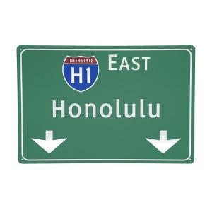 アルミサインプレート HONOLULU アルミ製(リフレクト加工) 反射で光る W40×H40cm ハワイ雑貨 看板 PICK The HAWAII AG-AP-REFHNL｜hotroadtirechains