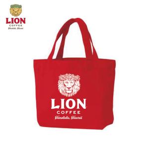 LION COFFEE トートバッグミニ 小さめサイズ カバン レッド W30×H20×D10cm 綿100％ ライオンコーヒー PICK The HAWAII LC-TT-LGRD｜hotroadtirechains