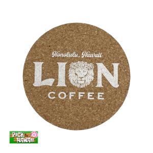 コルクコースター 1枚 ライオンコーヒーデザイン 直径9cm ドリンク置き LION COFFEE ハワイ PICK The HAWAII LC-CT-LC｜hotroadtirechains