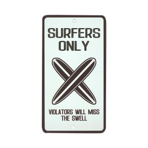 アルミメッセージプレート SURFERS ONLY サーファー専用駐車場 お洒落 可愛い インテリア W23cmx12.5cm Pick the hawaii AG-AP-MSO｜hotroadtirechains