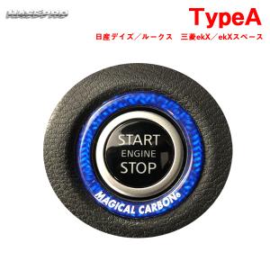 マジカルカーボンNEO エンジンスタートボタンリング TypeA ブルー ドレスアップ デイズ/ルークス/ekX等 1枚入 ハセプロ CESB-1BLU