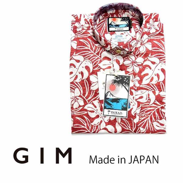 gim ジム メンズ ポロシャツ PAIKAJI OKINAWA ISLANDS アロハシャツ 日本...