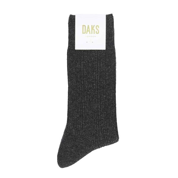 DAKS ダックス メンズ 紳士 カシミヤ混 無地リブ ドレス ビジネス メンズ クルー丈 ソックス...