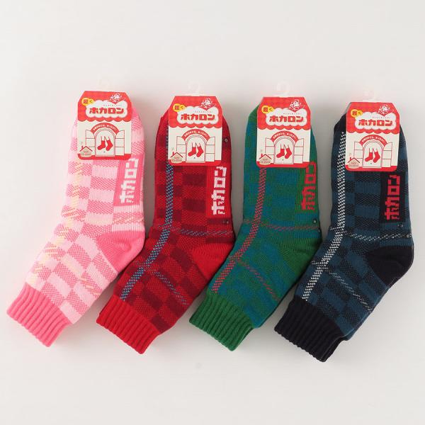 ホカロン 靴下 滑り止め付き メンズ レディース 裏ボアチェック柄 ルームソックス 23-25cm
