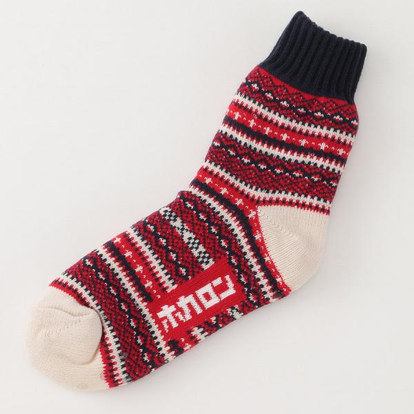 ホカロン 靴下  滑り止め付き メンズ レディース  ルームソックス 裏ボア フェアアイル柄23-2...