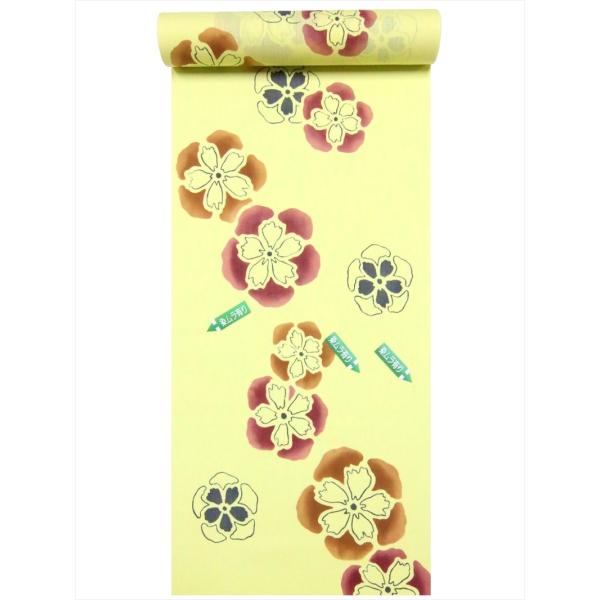 浴衣 反物　No.377　サクラ柄・うす黄色地【訳有り】