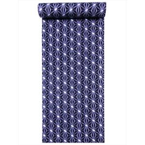 久留米絣 反物 kr-66 濃紺地・斜め格子柄・木綿の花 : ゆかた反物の