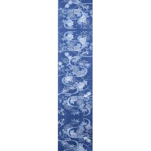 浴衣 反物 No.198 紺鼠地・牡丹・菊柄・...の詳細画像1