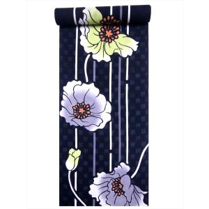 浴衣 反物 NO.35 黒地・ヒナゲシ柄・ViV...の商品画像