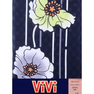 浴衣 反物 NO.35 黒地・ヒナゲシ柄・Vi...の詳細画像2