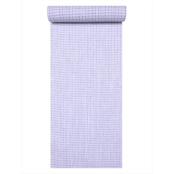 浴衣 反物 No.504  格子柄・白地【訳有り】