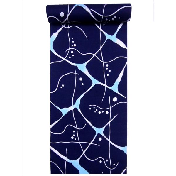 浴衣 反物 耳有り  No.66  濃紺地・波紋柄