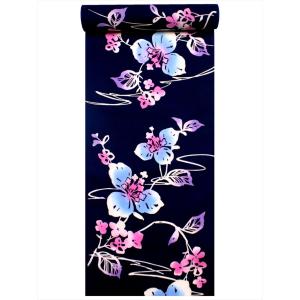 【浴衣反物】NO.3733（淡水色/牡丹小菊）新品【桜七軒】綿絽 日本製 浴衣反物 教材用 No.147 赤地 牡丹・まり柄 片面染め/耳ナシ : ゆかた