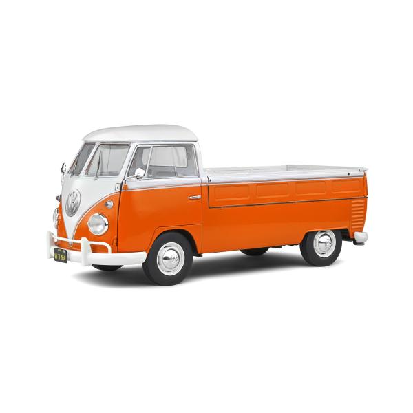 ミニカー　1/18　VW　ワーゲンバス　ピックアップ　オレンジ色　サーフボード付　Solido　19...