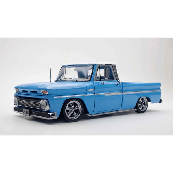 ミニカー　1/18　1965　シボレー　C10　ピックアップトラック　ローライダー仕様　青/白色　ア...