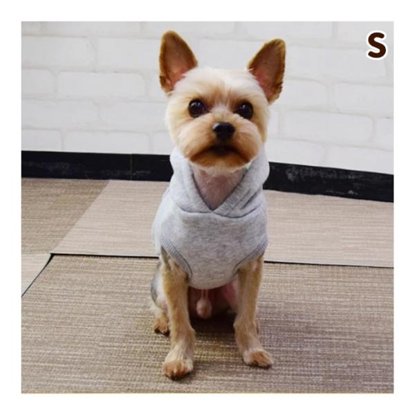 裏毛起毛POPパッチワークパーカー グレー Sサイズ 犬用 ウェア　秋冬　服