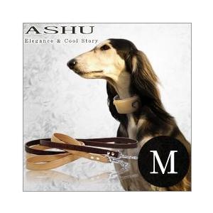 犬 首輪 革 レザー ASHU ダブルバックル [リード] Mサイズ