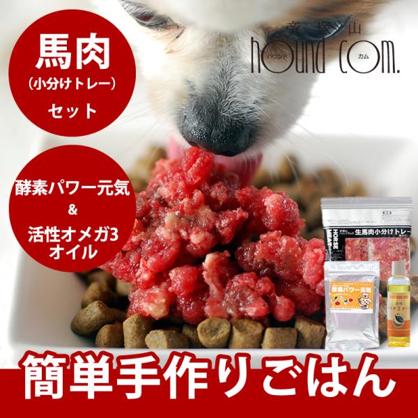 冷凍でお届け 犬用猫用 簡単手作り食 馬肉のセット / 簡単馬肉と混ぜるだけ