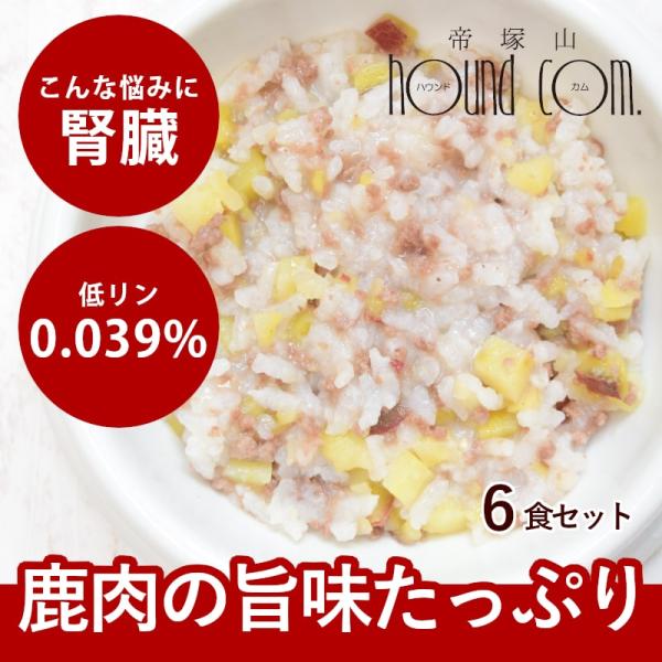 クーポン配布中 愛犬用 低リン 犬 腎臓 フード 腎臓 ご飯 鹿肉のスープおじや 6個セット 冷凍便