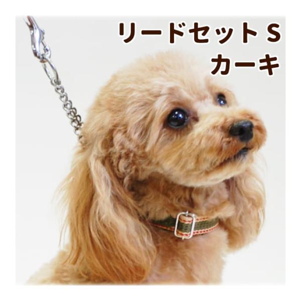 犬  ハーフチョーク しつけ用 ASHU ワンラインW ハーフチョークカラー&amp;リードSサイズ・カーキ...