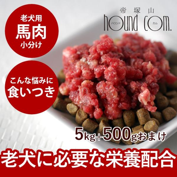 犬 猫 ペット ドッグフード 生肉 ごはん 老犬 馬肉ミンチ 小分けトレー 5kg