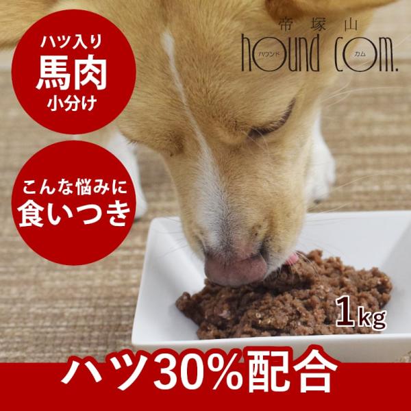 犬 生肉 ごはん｜冷凍 馬肉ハツ入りミンチ小分けトレー 1kg
